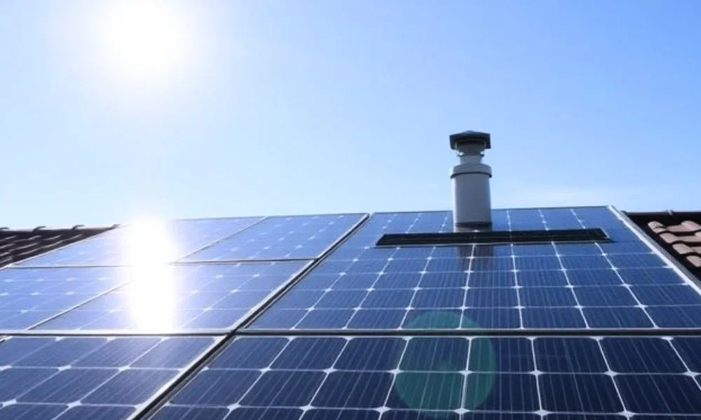 Solar panels on a rooftop