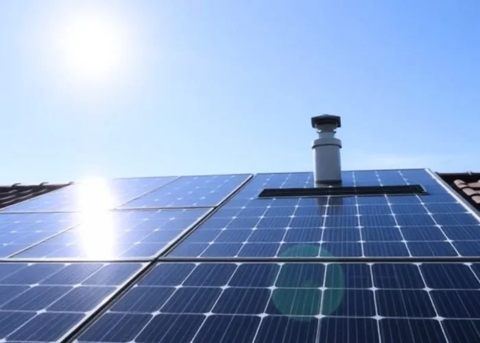 Solar panels on a rooftop